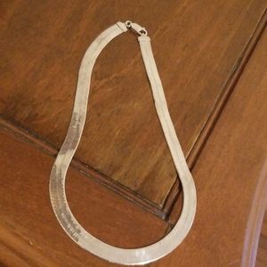 Thick Sterling Silver Choker Necklace 18" long FLAT